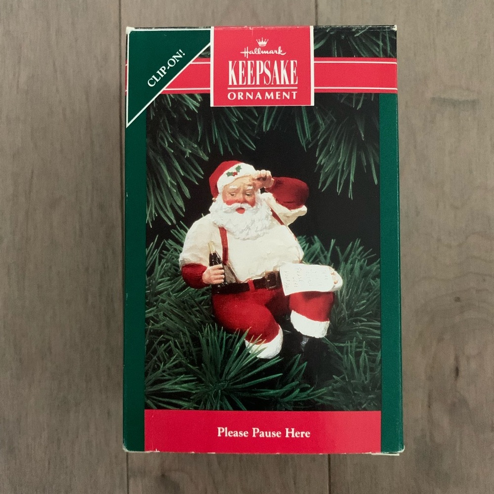 Please Pause Here Coca-Cola Santa Hallmark Ornament - 1992